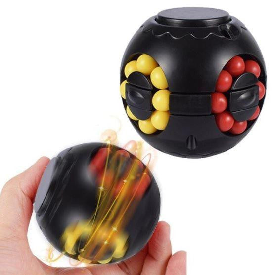 Fidget Puzzle Ball with Rotating Colored Beads, Black