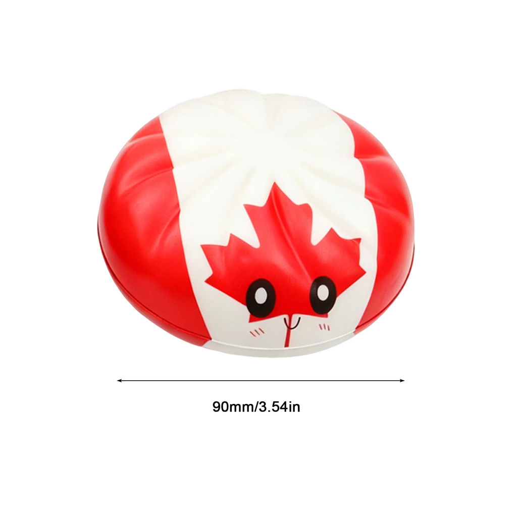 Canada flag squishy shown at 90 mm across