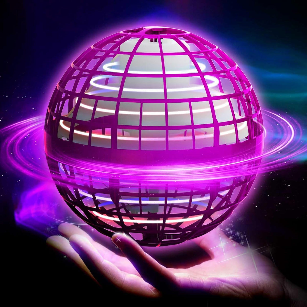 Flying Ball Toy with LED Lights and Hover Technology, Pink