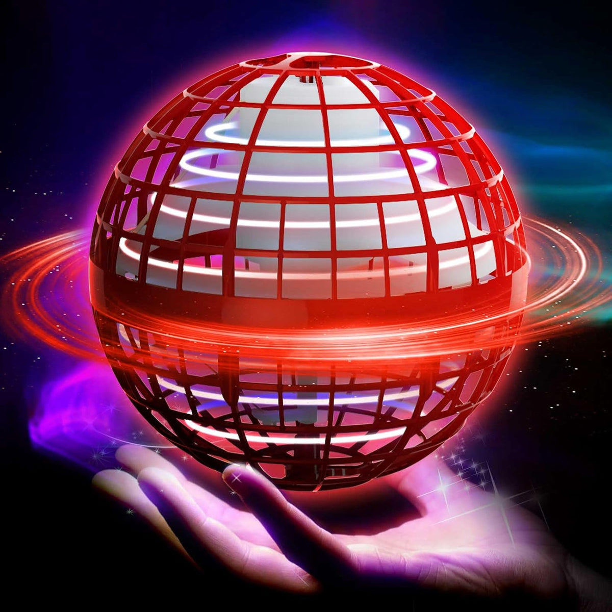 Flying Ball Toy with LED Lights and Hover Technology, Red