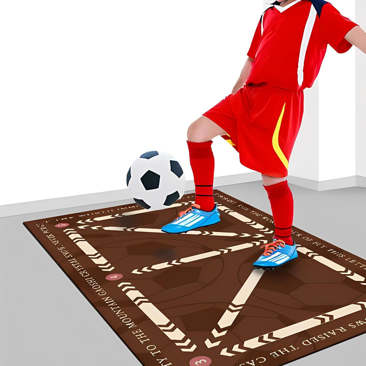 Football Training Mat with Numbered Zones and Elastic Cord, Brown