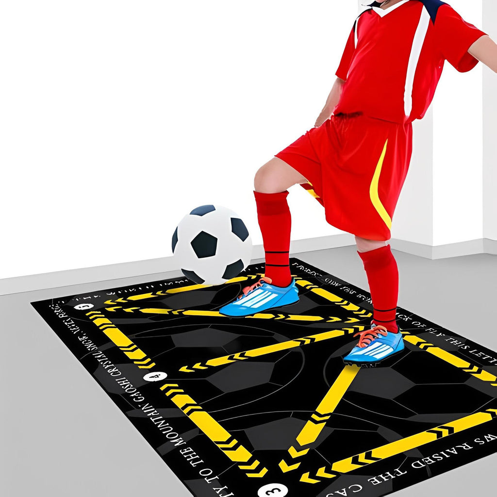Football Training Mat with Numbered Zones and Elastic Cord, Yellow