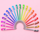 Glitter gel pens set fanned out in rainbow colors