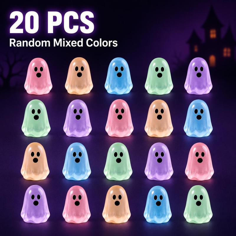 The full 20-piece set of mini ghosts laid out in mixed pastel colours