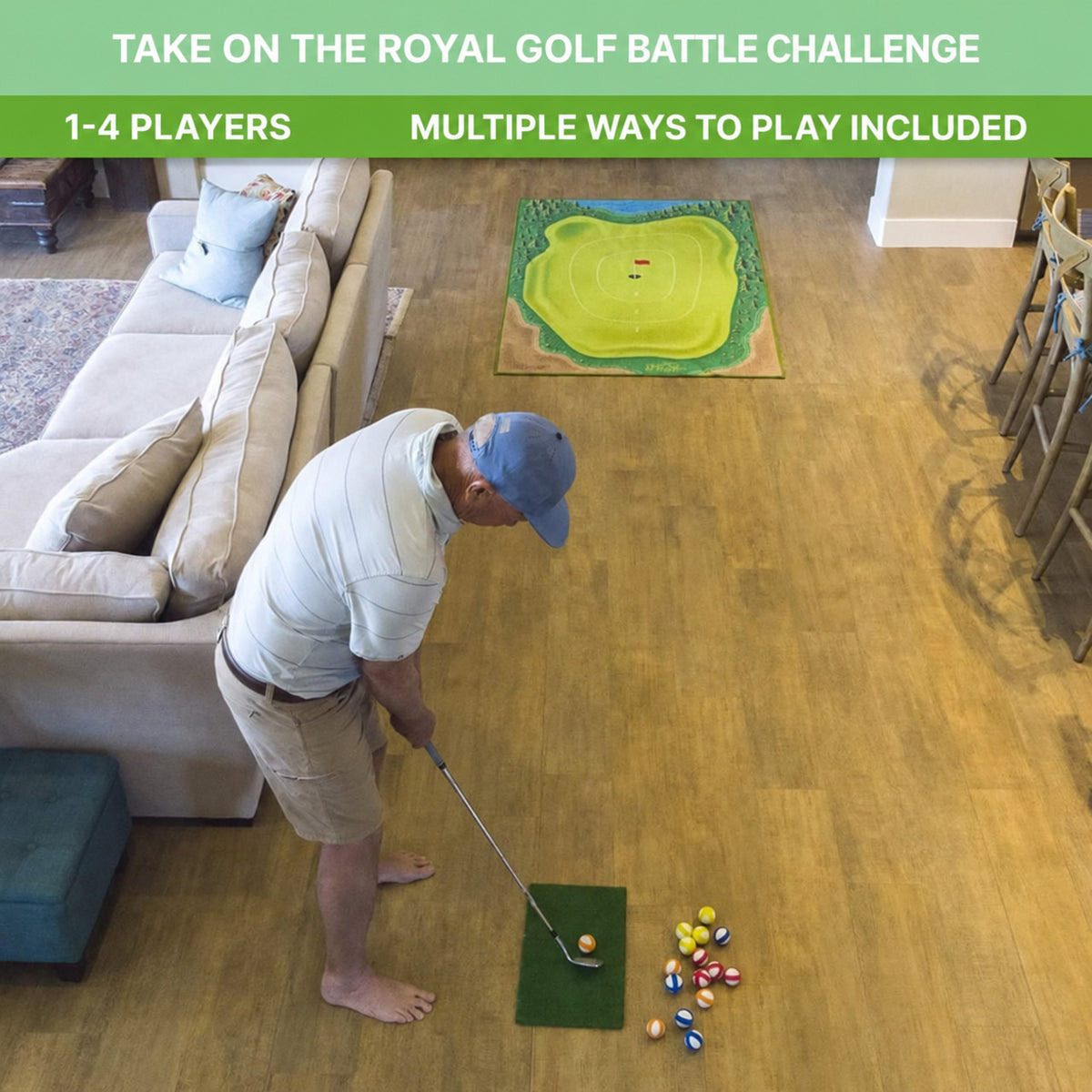 Indoor Golf Mat Game with Obstacles and Scoring Zones - view 5