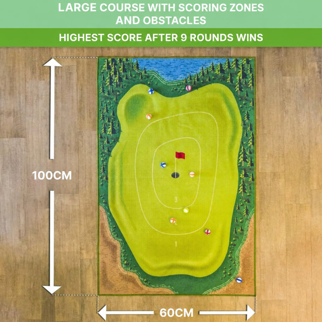 Indoor Golf Mat Game with Obstacles and Scoring Zones - view 6