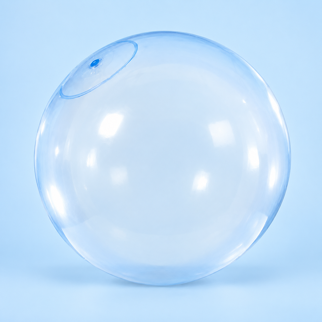 Inflatable bubble ball in translucent blue
