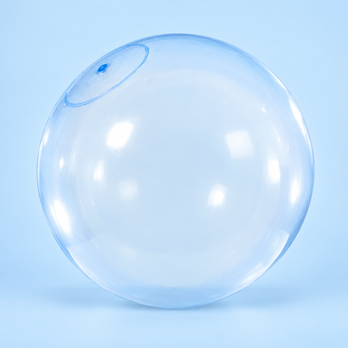 Inflatable bubble ball in translucent blue