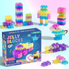 Jelly Blocks box and models built from translucent soft blocks