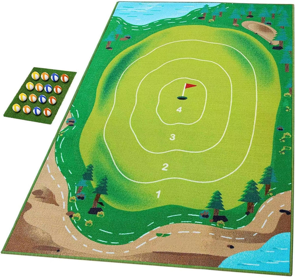 Indoor Golf Mat Game with Obstacles and Scoring Zones - view 7