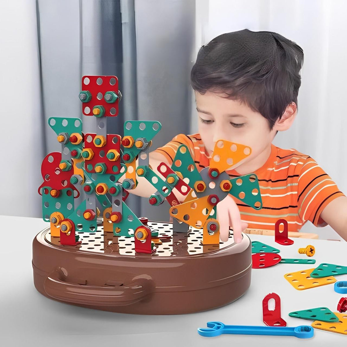 Drill Construction Toy Set with Electric Screwdriver and Mosaic Puzzle - view 4