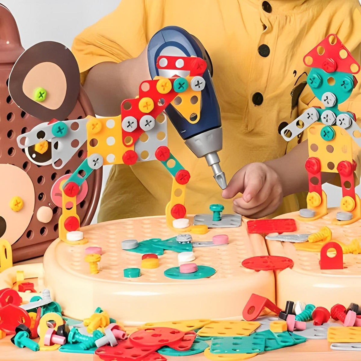 Drill Construction Toy Set with Electric Screwdriver and Mosaic Puzzle - view 6