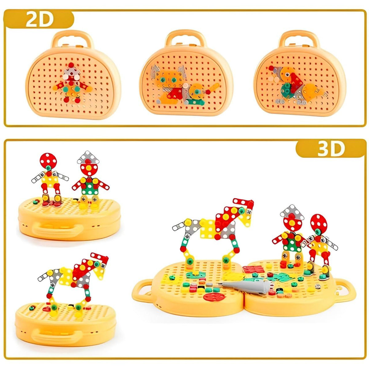 Drill Construction Toy Set with Electric Screwdriver and Mosaic Puzzle - view 7