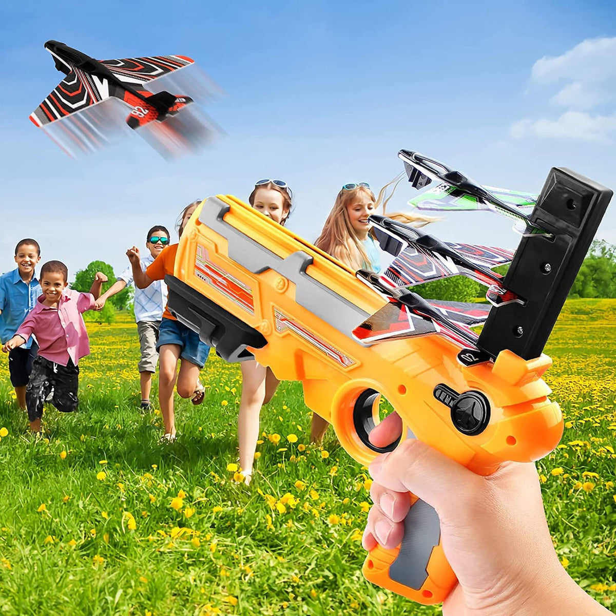 Foam Plane Launcher Toy with 4 Gliders for Outdoor Play - view 7