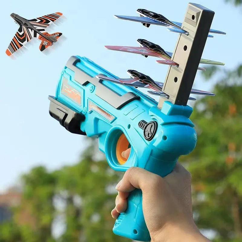Foam Plane Launcher Toy with 4 Gliders for Outdoor Play