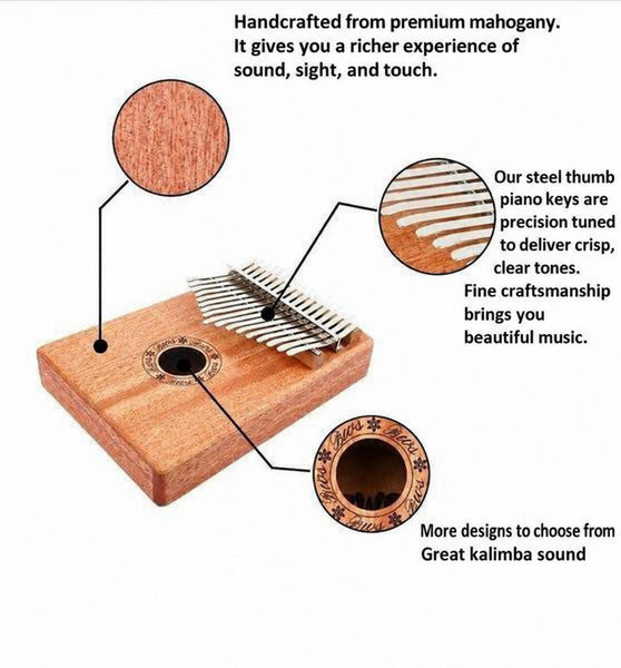 Kalimba 17 Keys Thumb Piano in Mahogany Wood - view 10