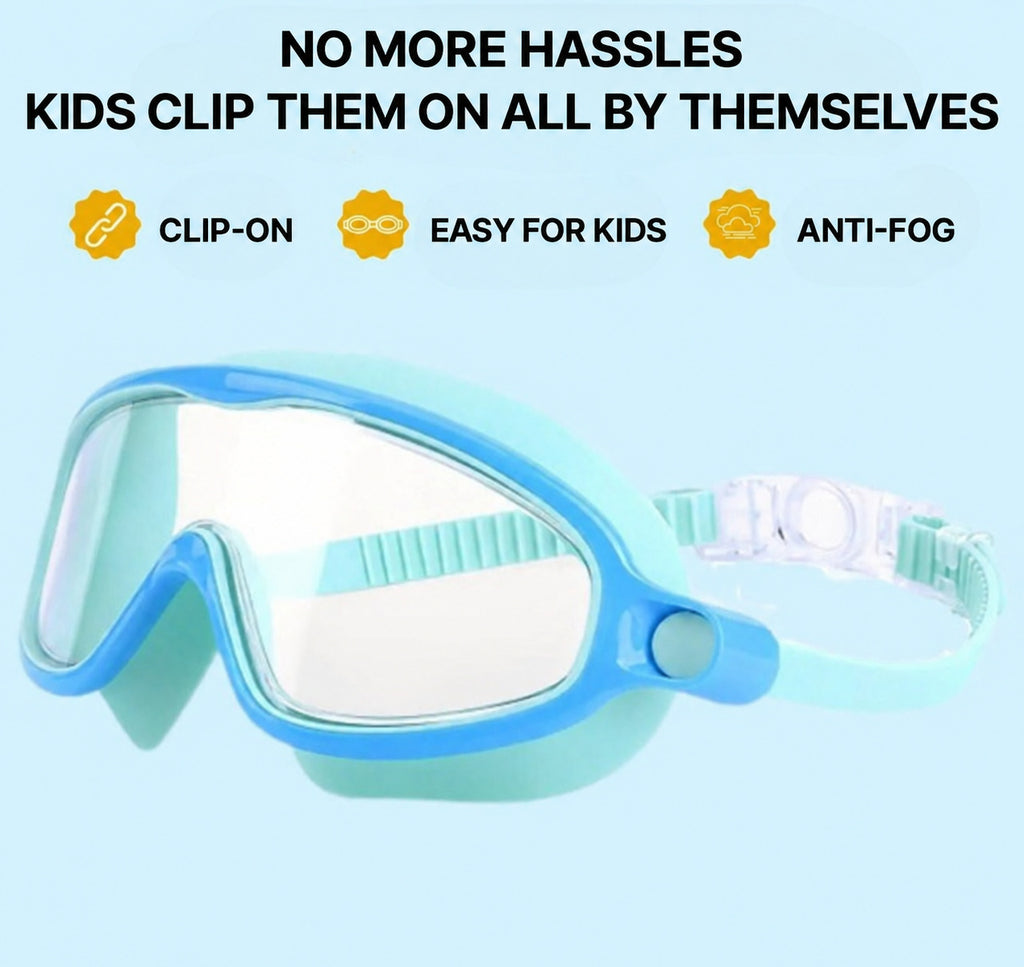 Kids Swim Goggles with Clip-On Nose Bridge and Anti-Fog - view 2