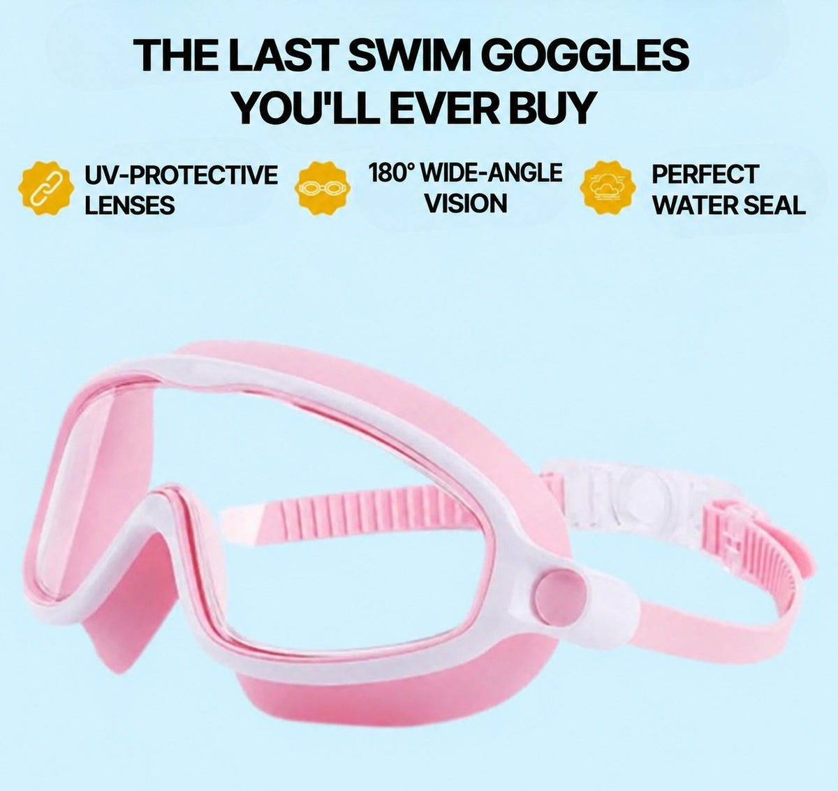 Kids Swim Goggles with Clip-On Nose Bridge and Anti-Fog - view 3