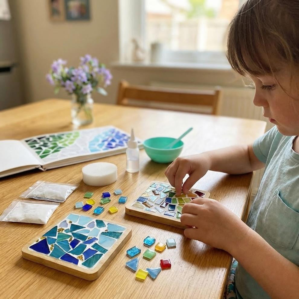Mosaic Craft Kit for Coasters with Colorful Glass Tiles - view 5