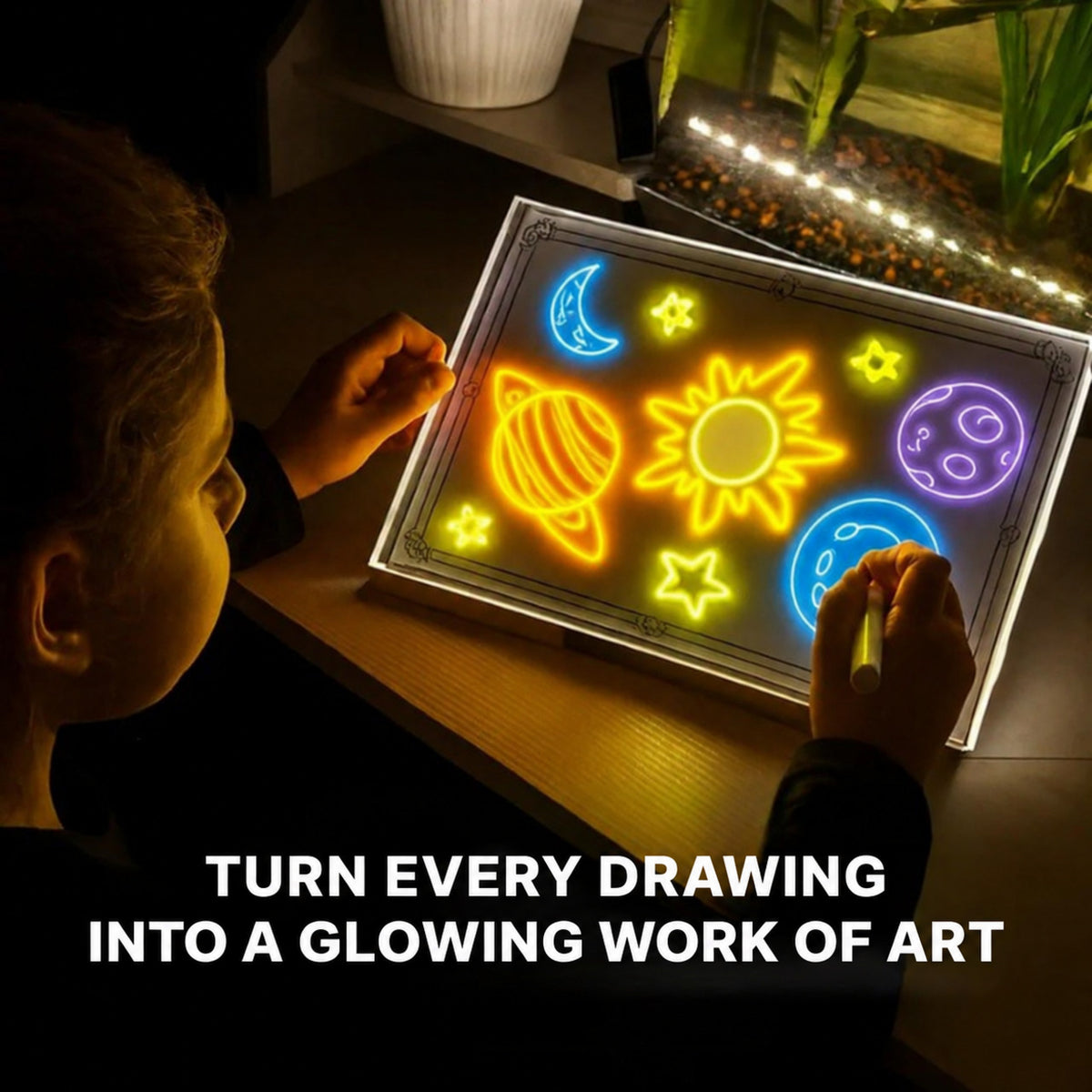 Light Drawing Board with Neon LED Glow Effect