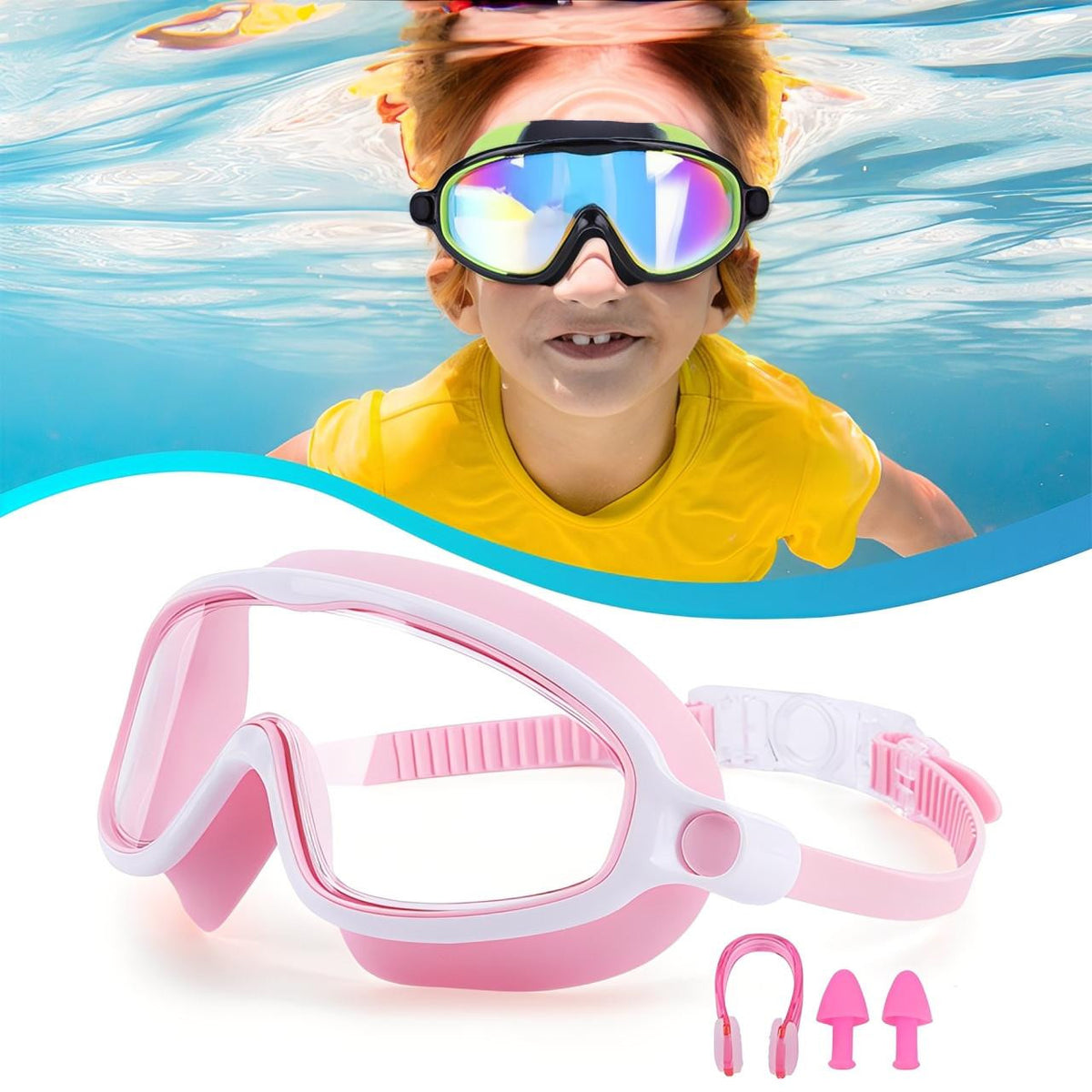Swim Goggles Kids with Nose Clip and Ear Plugs Set - view 6