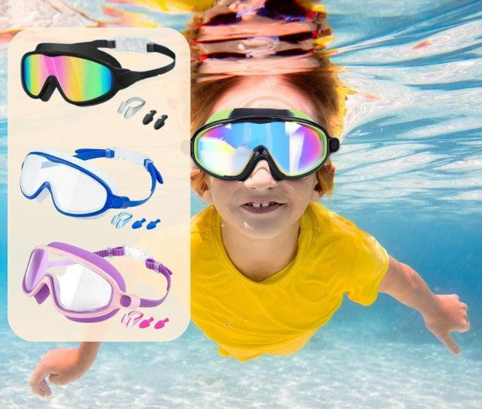 Swim Goggles Kids with Nose Clip and Ear Plugs Set
