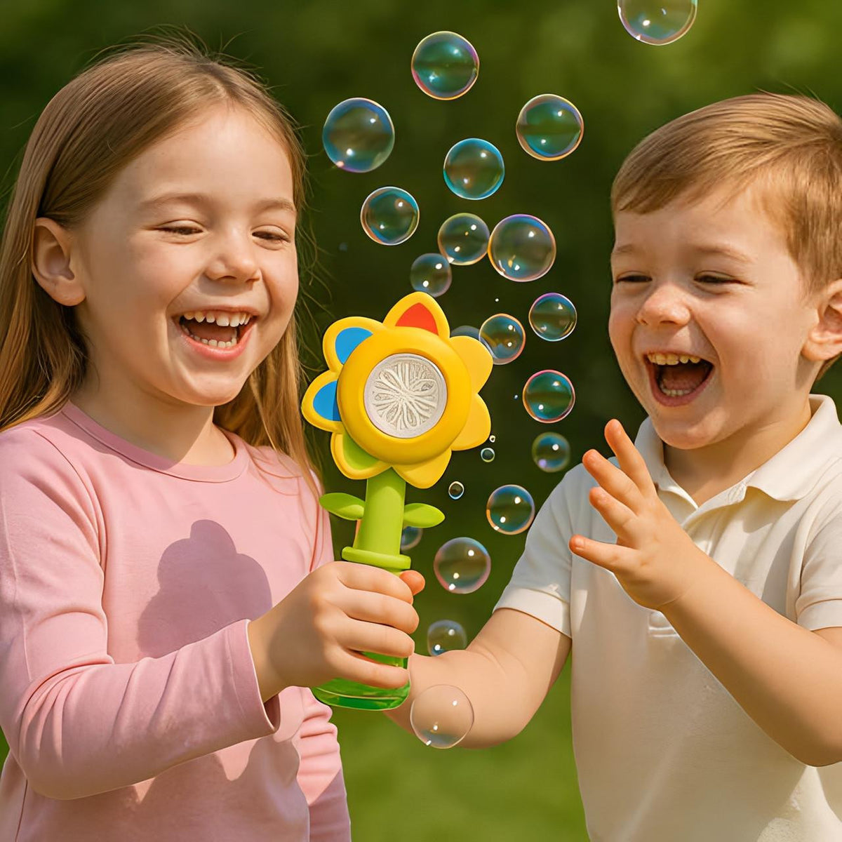 Bubble Machine Toy Flower Design with Automatic Rotation - view 4
