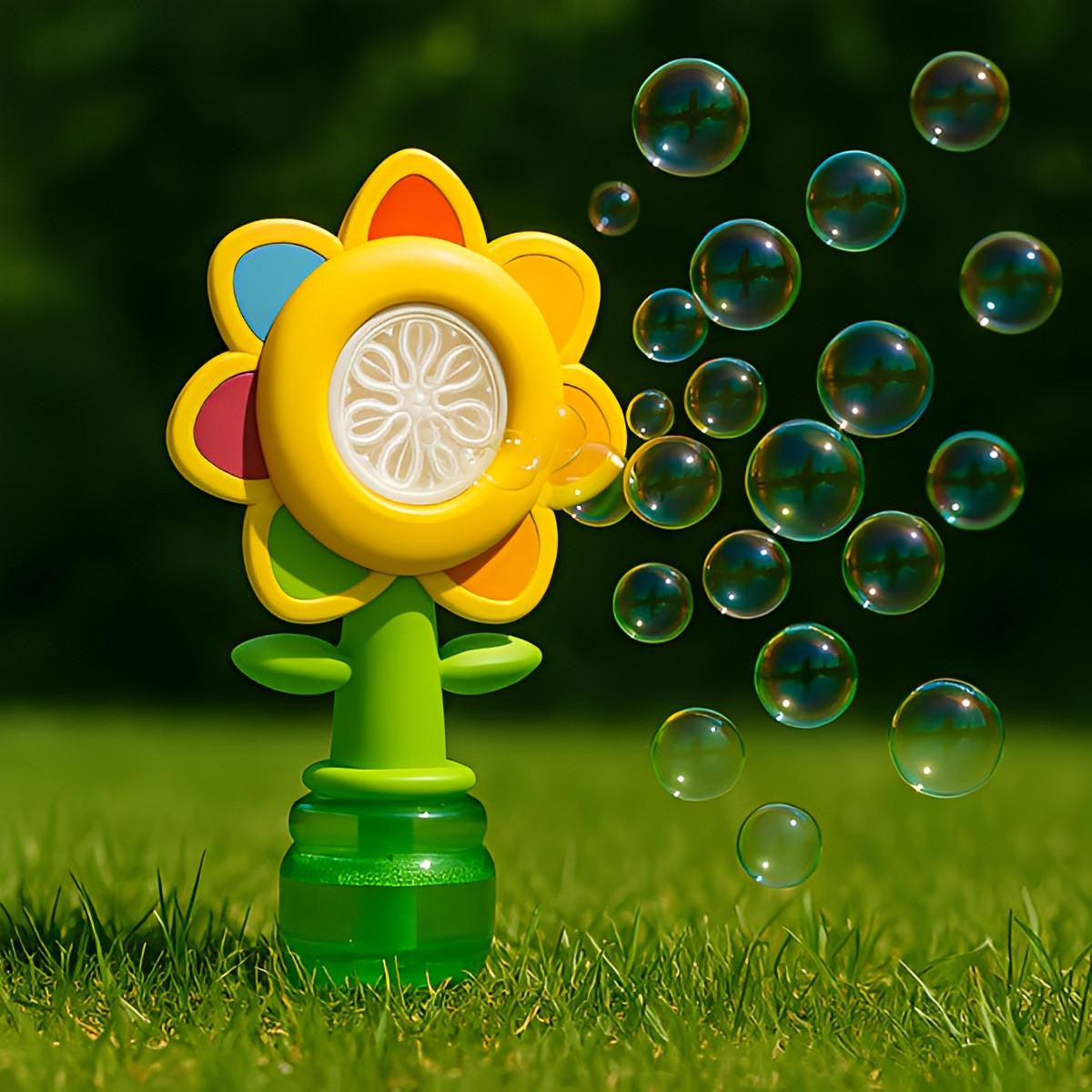 Bubble Machine Toy Flower Design with Automatic Rotation - view 2