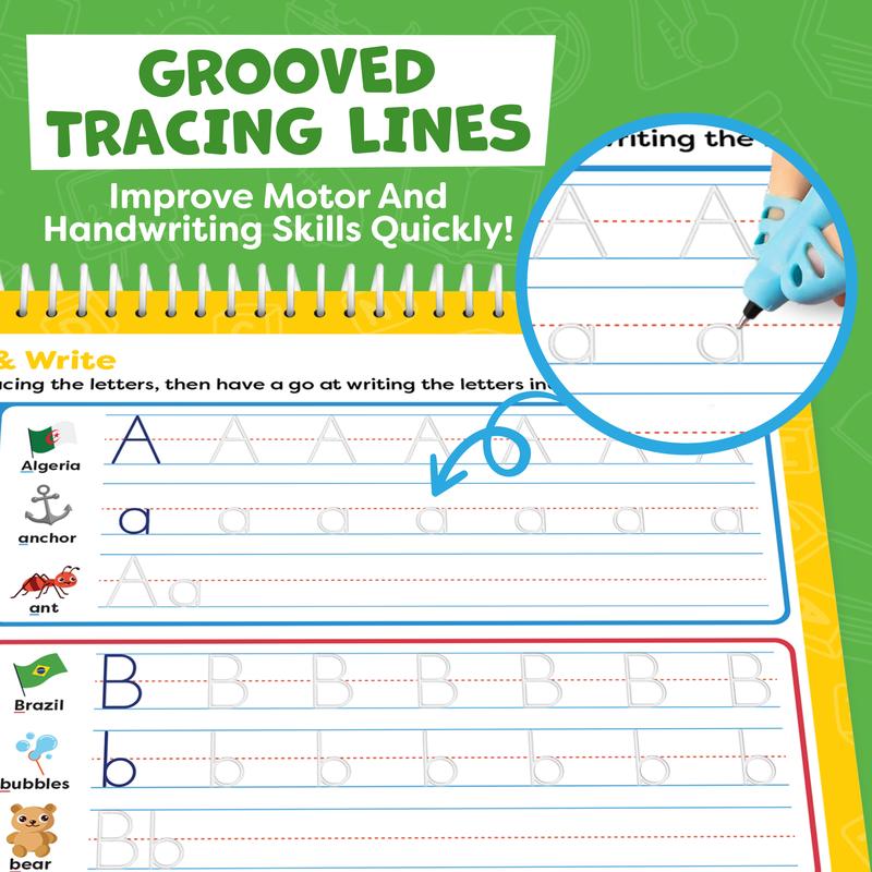 Close-up of the grooved tracing lines guiding the pen