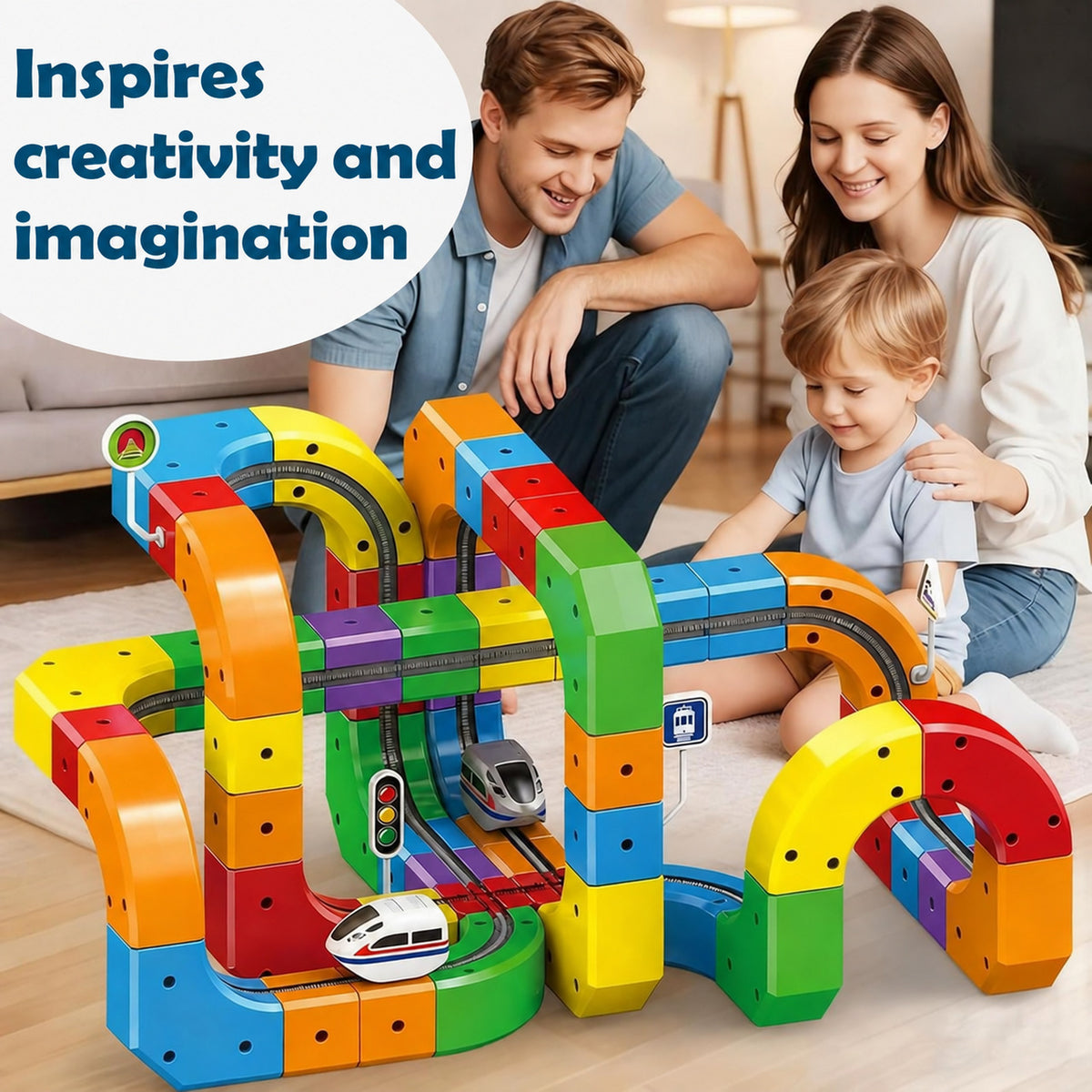 Magnetic Track Toy with Colorful Building Blocks - view 2