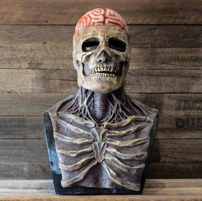 Skeleton Halloween Mask with Exposed Brain and Chest - view 7