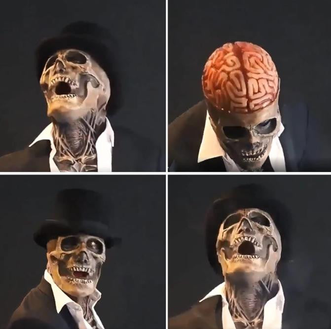 Skeleton Halloween Mask with Exposed Brain and Chest - view 6