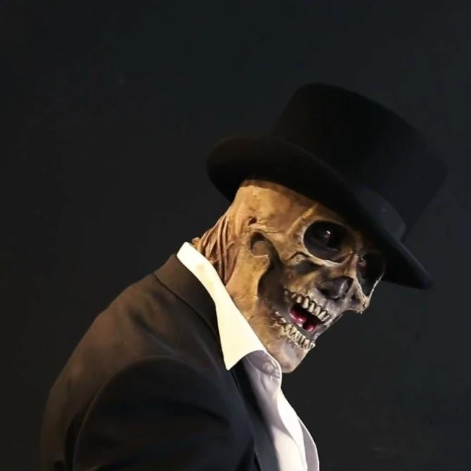 Skeleton Halloween Mask with Exposed Brain and Chest - view 5