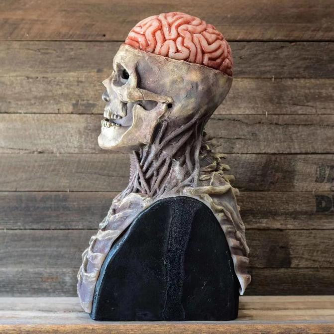 Skeleton Halloween Mask with Exposed Brain and Chest - view 9