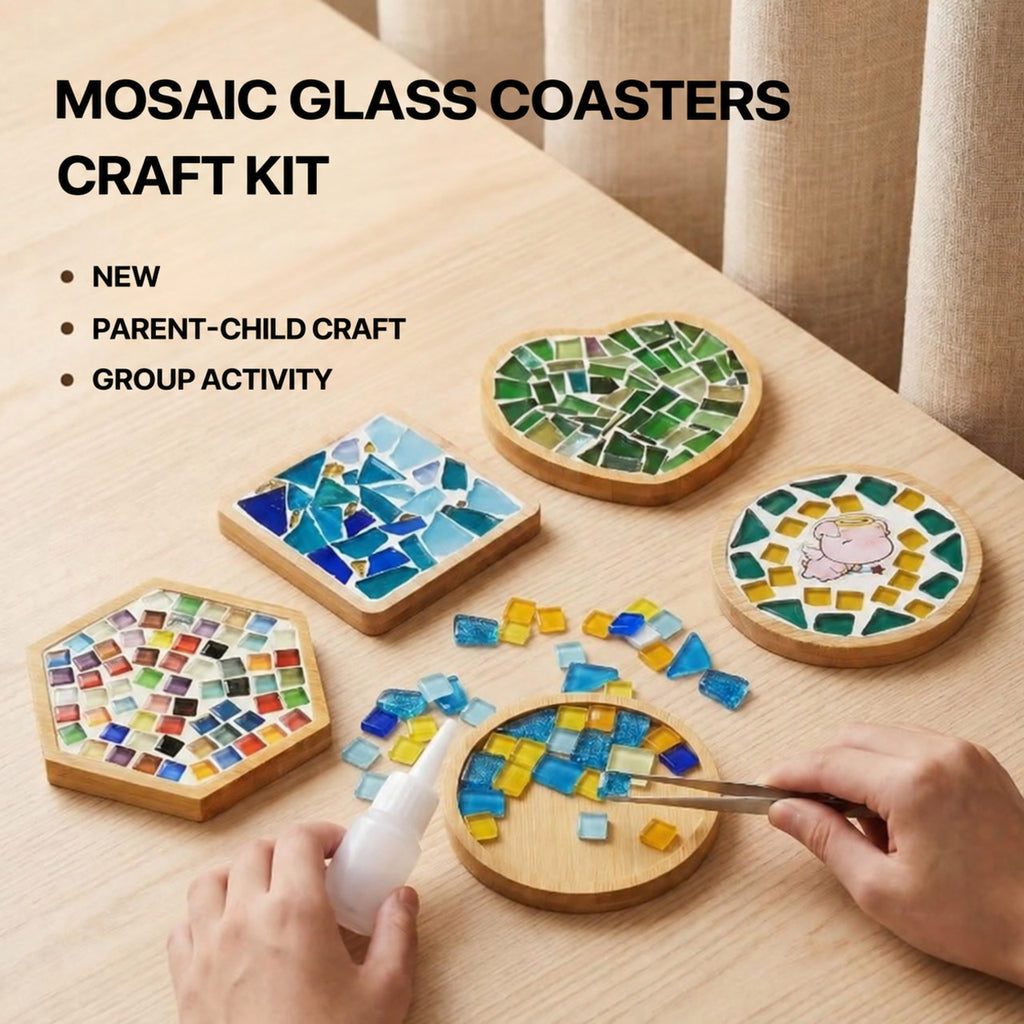 Mosaic Craft Kit for Coasters with Colorful Glass Tiles - view 2