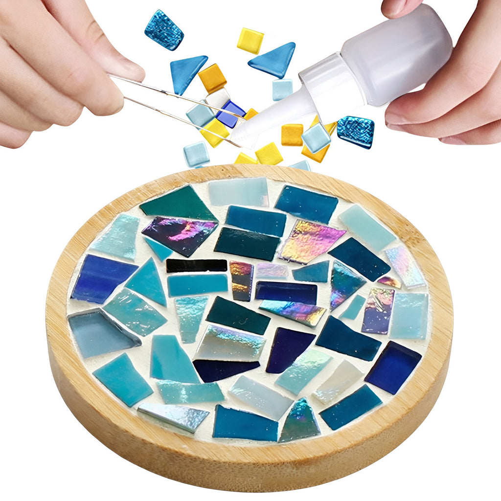 Mosaic Craft Kit for Coasters with Colorful Glass Tiles, Style 1