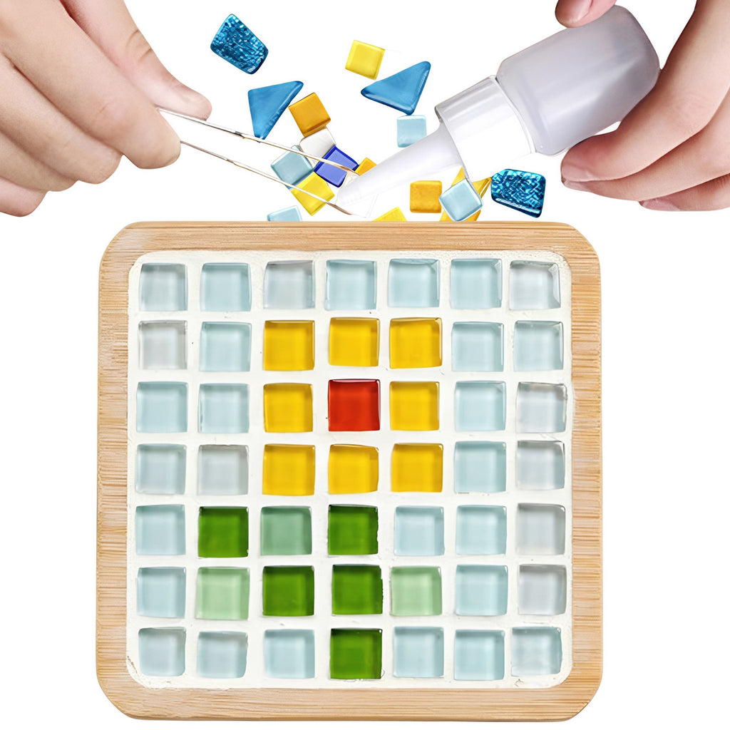 Mosaic Craft Kit for Coasters with Colorful Glass Tiles, Style 3