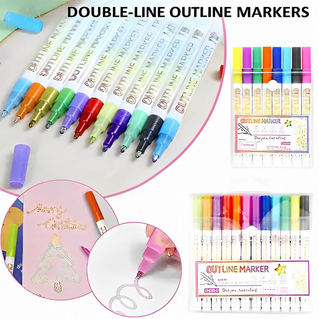 Outline Markers with Dual-Line Effect Set of 8 or 12 - view 7