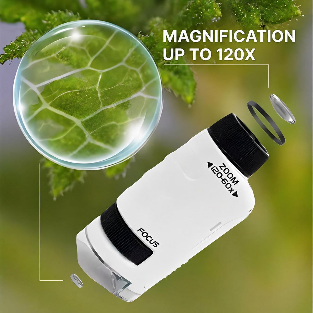 Pocket Microscope for Kids with LED and Zoom 120x - view 2