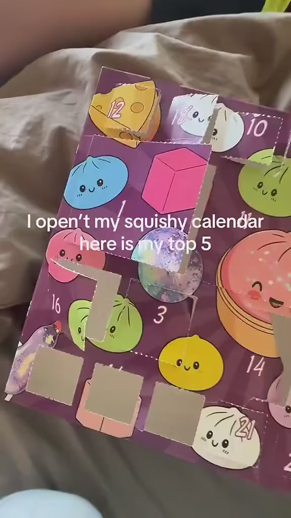 Opening the calendar and lining up the five favourite squishies
