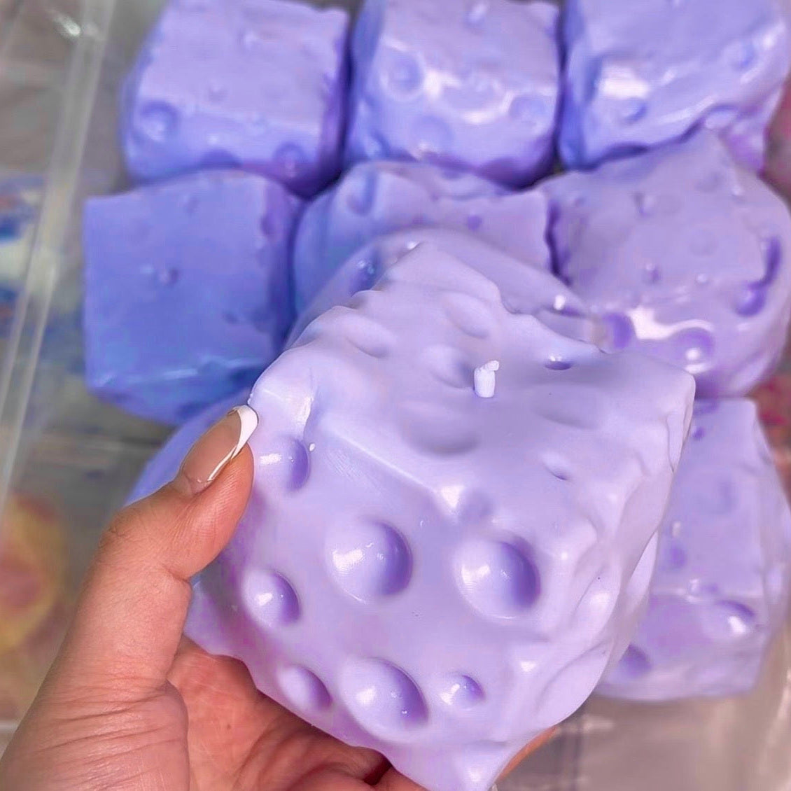 Purple cheese squishy blocks