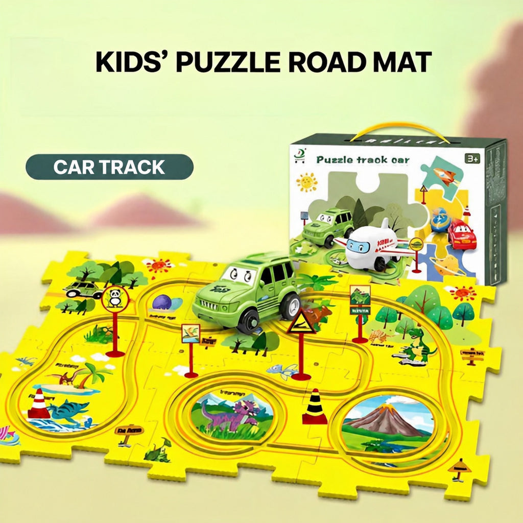 Puzzle Track Car Mat with Modular Road Sections - view 2