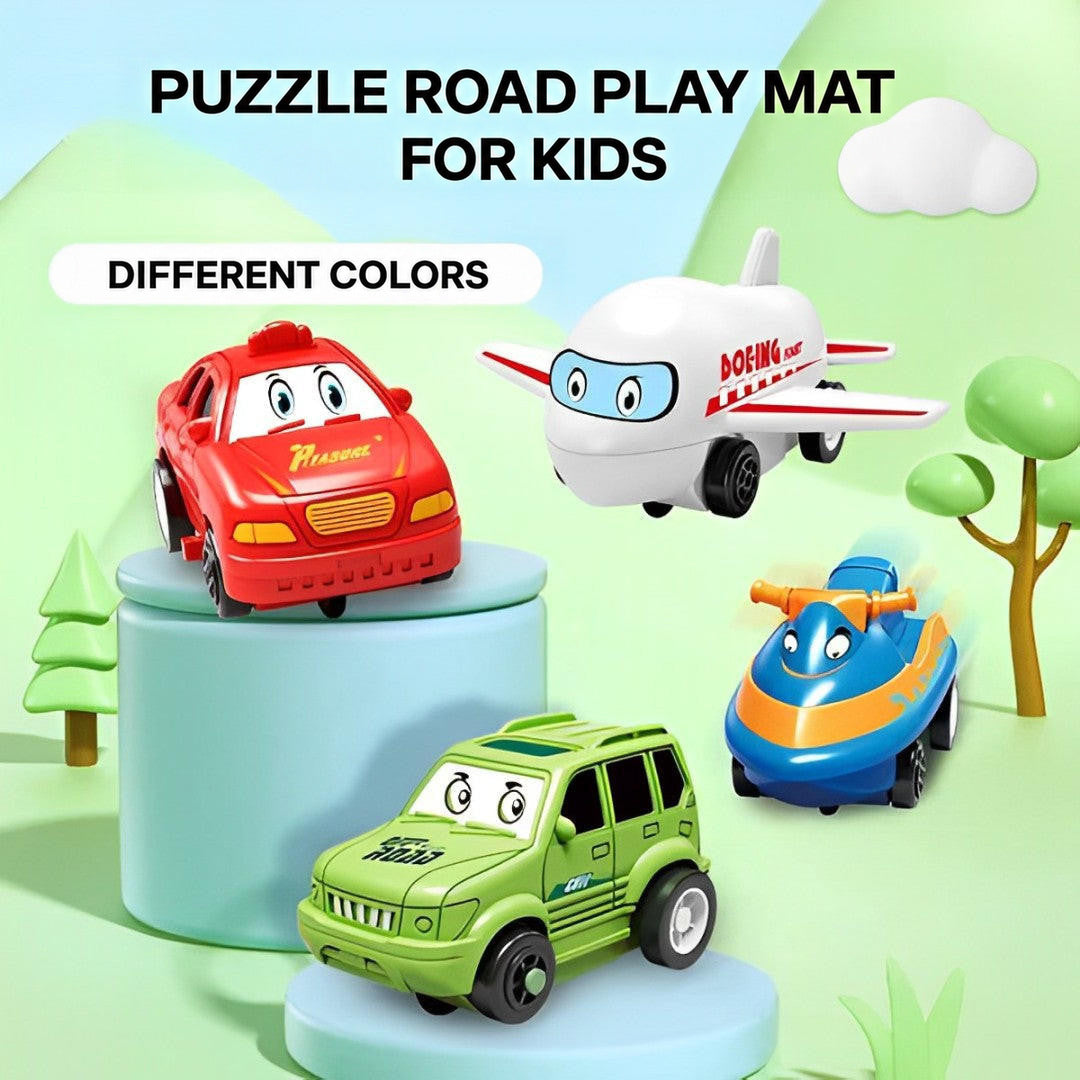 Puzzle Track Car Mat with Modular Road Sections - view 3