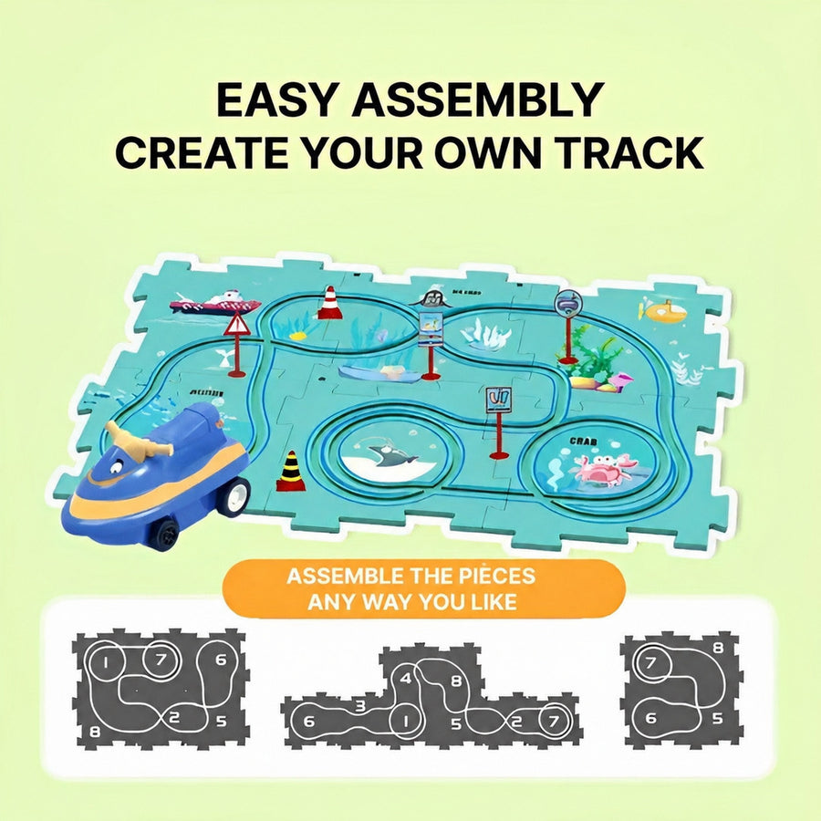 Puzzle Track Car Mat with Modular Road Sections - view 4
