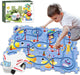 Puzzle Track Car Mat with Modular Road Sections, White Airplane