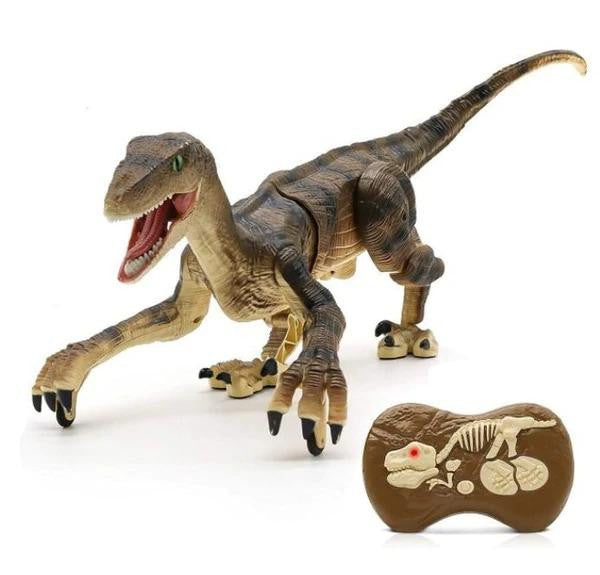 Remote Control Dinosaur Toy with Realistic Movement, Raptor - Brown