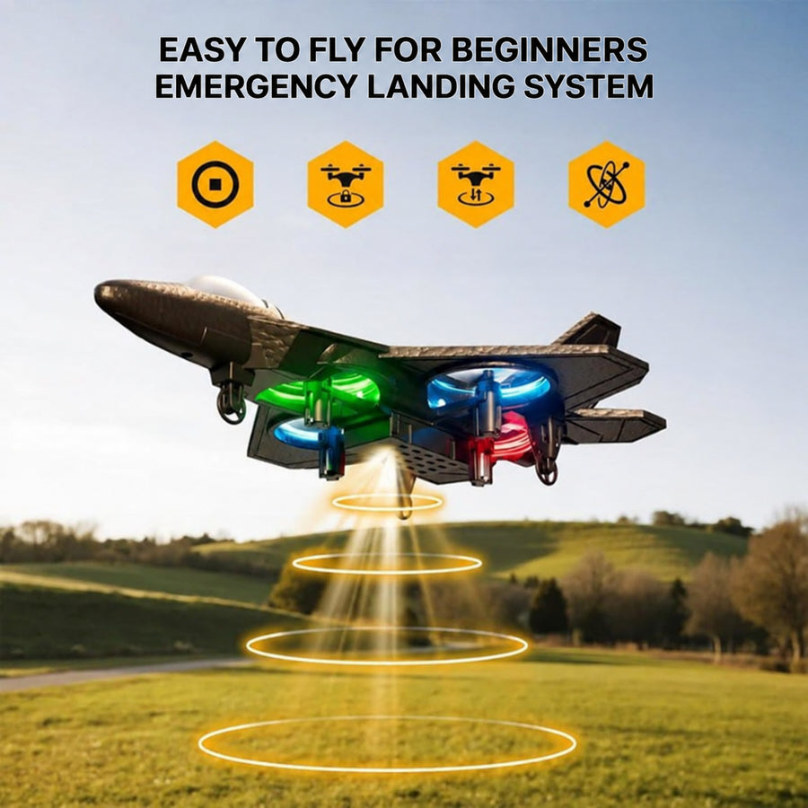 Remote Control Fighter Jet with LED Lights and 4 Propellers - view 3
