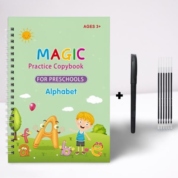Reusable Magic Copybook with Pen and Refills for Preschoolers, Alphabet
