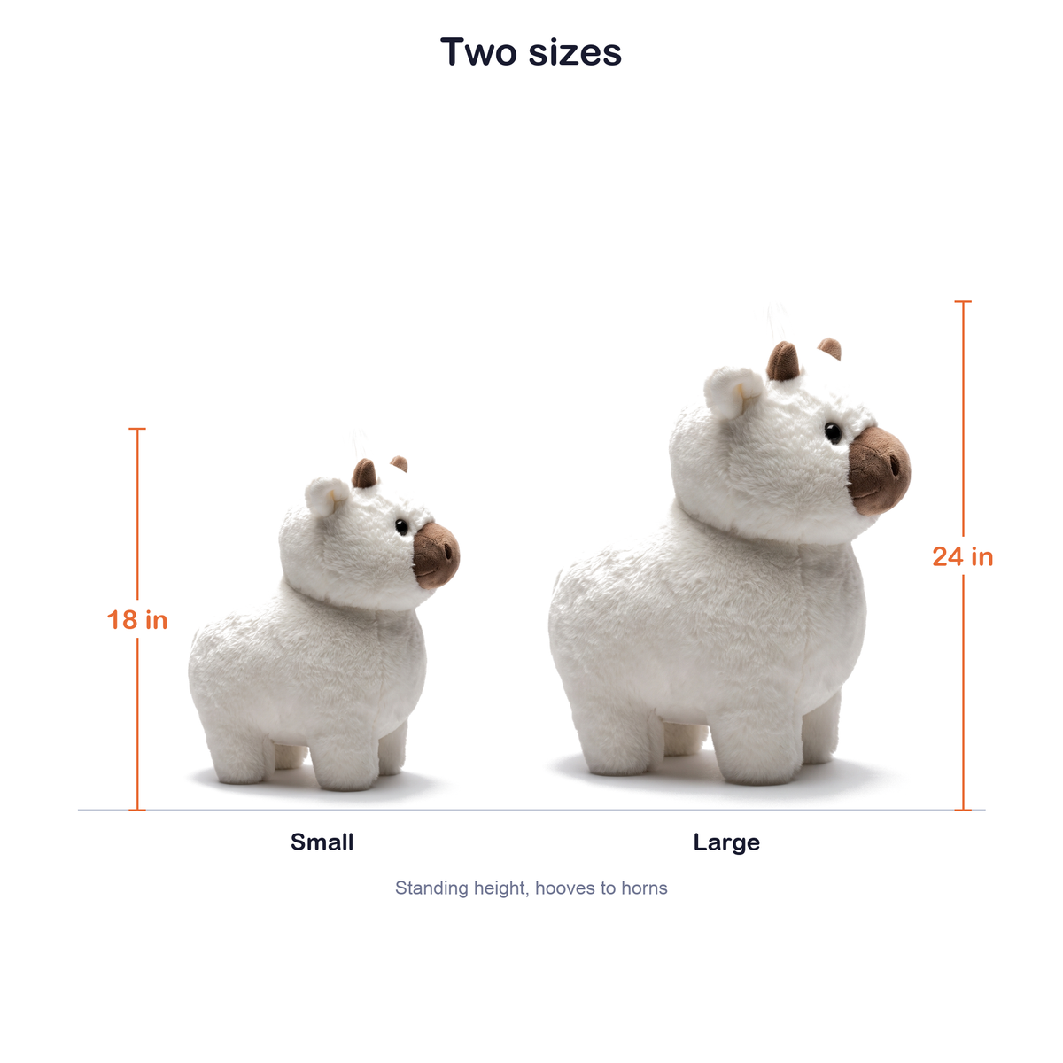 The two sizes side by side, 18 inches and 24 inches standing height