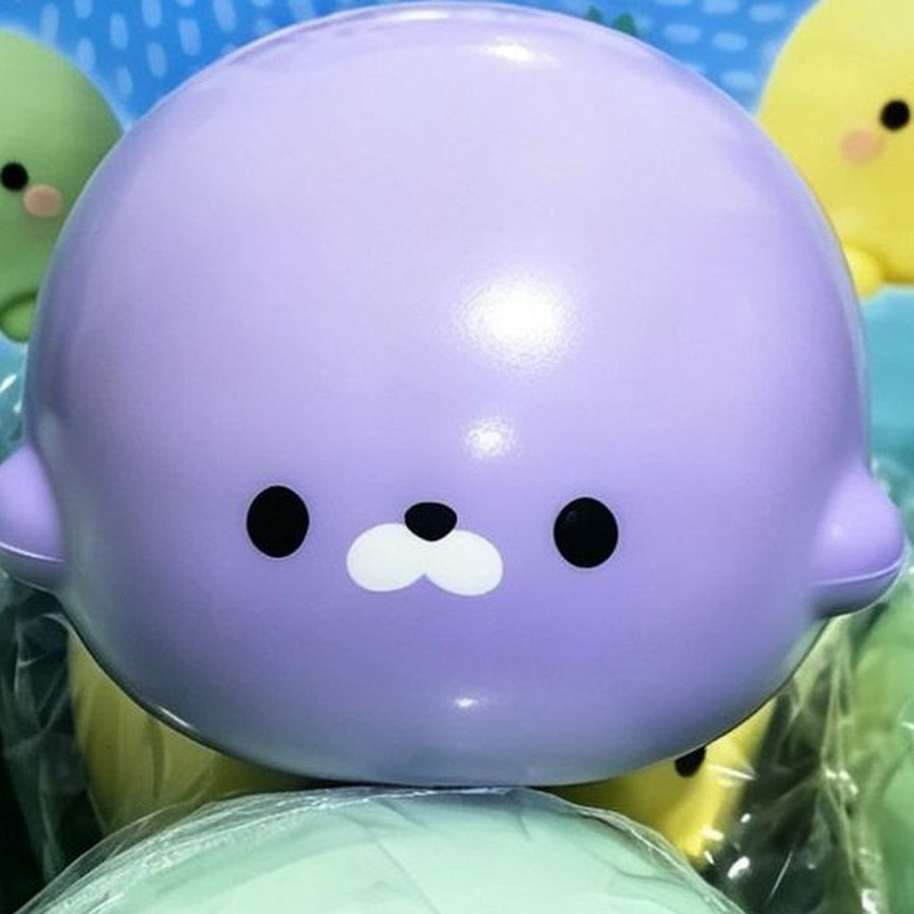 Taro purple seal squishy, close up on its face